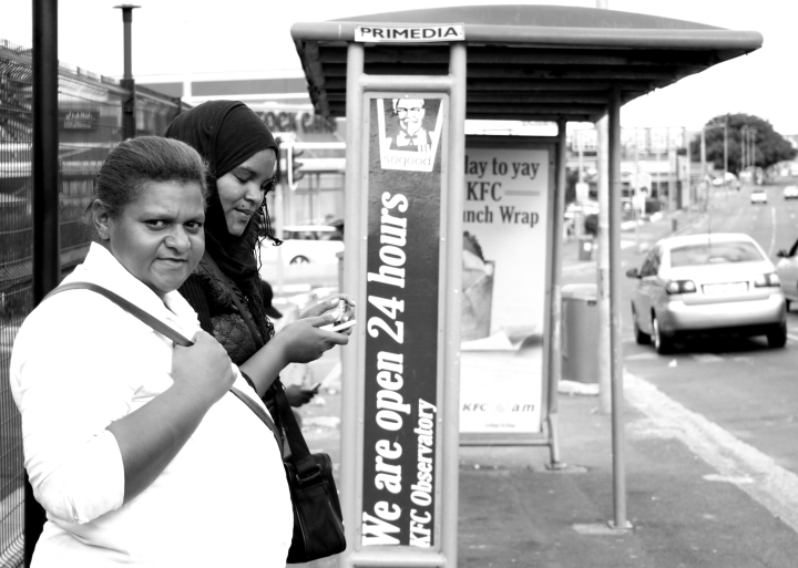 women waiting for the bus